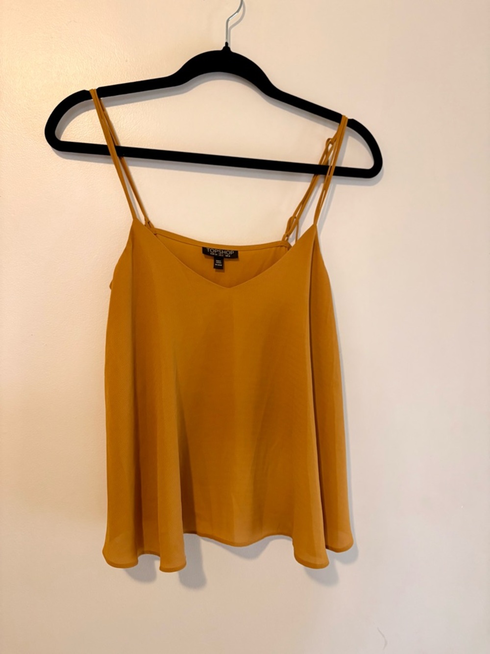 Topshop Mustard Yellow Flowy Cami Tank Double Strap Minimal Chic Size 2